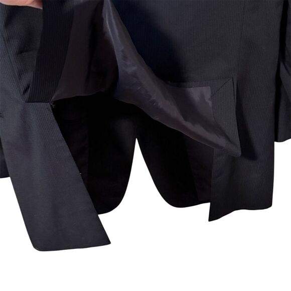 Armani Collezioni Men's Black Striped Wool Blazer Jacket 44r Formal - Picture 6 of 9